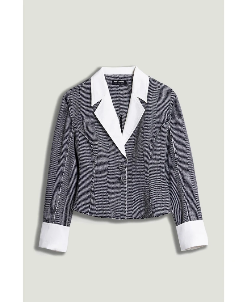 Nocturne Women's Contrast Lapel Tailored Textured Jacket