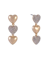 Hallmark Linear Gold Tone Heart Earrings with Pave Stones