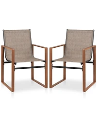 Gymax 2 Pcs Outdoor Dining Chairs Patio Furniture Chair w/ Breathable Seat and Backrest