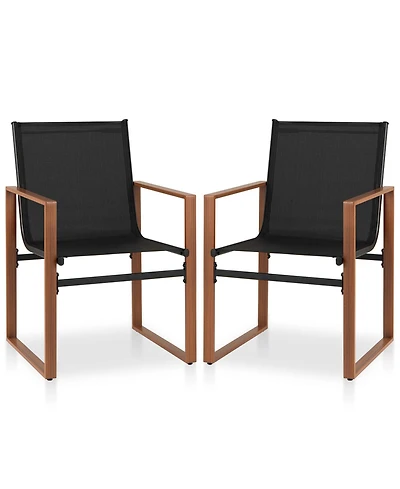 Gymax Pcs Outdoor Dining Chairs Patio Furniture Chair w/ Breathable Seat & Backrest