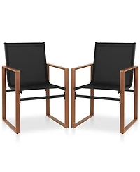 Gymax Pcs Outdoor Dining Chairs Patio Furniture Chair w/ Breathable Seat & Backrest