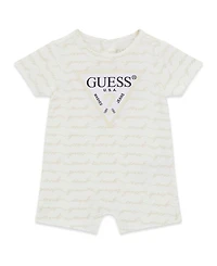Guess Baby Boys' Stretch Jersey All-Over Script Logo Print Romper