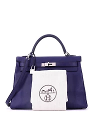 Pre-Owned HERMES Kelly 32 Handbag Verso Evercolor with Palladium Hardware
