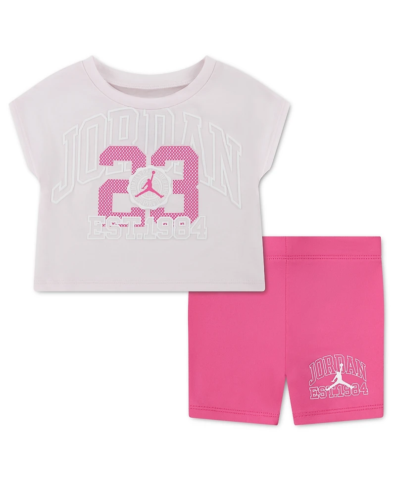 Jordan Baby Girls' Short Sleeve Boxy T-shirt and Shorts 2-Piece Set