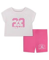 Jordan Baby Girls' Short Sleeve Boxy T-shirt and Shorts 2-Piece Set