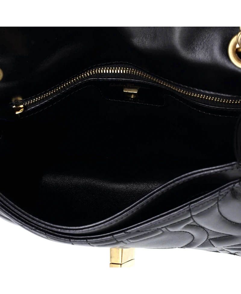 Pre-Owned Salvatore Ferragamo Medium Gancini Turnlock Flap Bag Gancini Quilted Leather