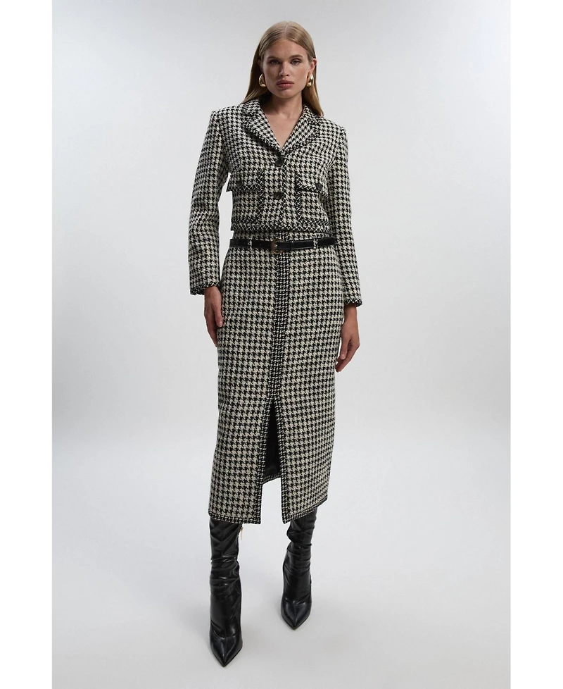 Karen Millen Women's Tweed Belted Pencil Skirt