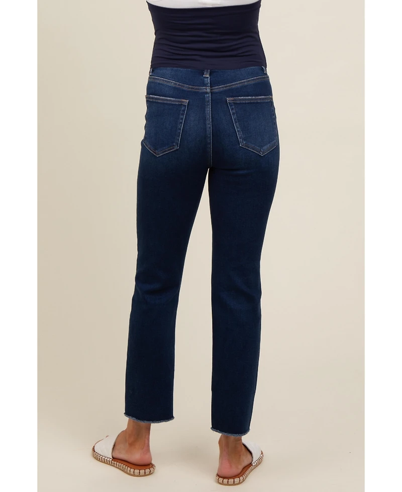 Pinkblush Maternity Navy Blue Cut Hem Slim Straight Jeans