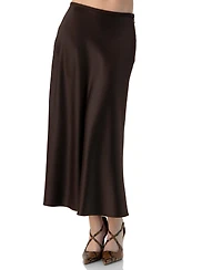 Ivonne Women's Solid Satin Midi Skirt