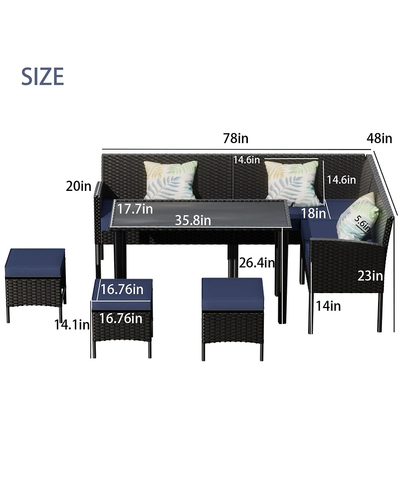 Clihome Small space patio furniture 7-piece outdoor set