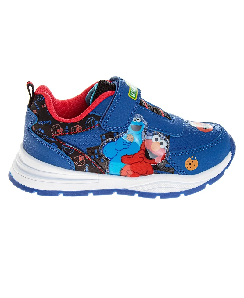 Sesame Street Kids Cookie Monster Light Up Hook & Loop Fashion Sneaker Kids' Easy Fun Character Design Play Ready Durable