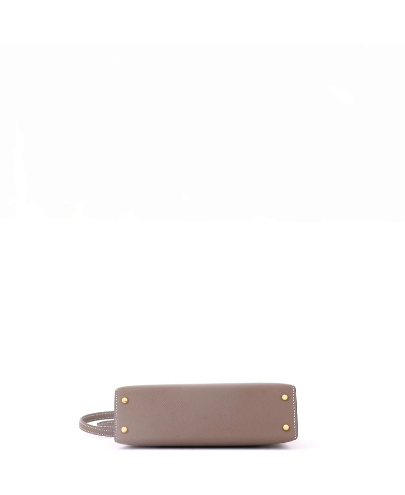 Pre-Owned HERMES Kelly 20 Handbag Grey Epsom with Gold Hardware