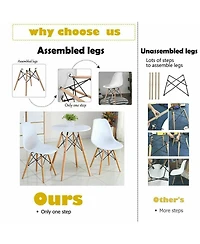 Gymax Set of 2 Dining Chairs Mid Century Modern Wooden Legs Kitchen Living Room