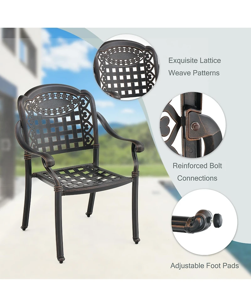Gymax 2 Pieces Cast aluminum patio chair bistro dining chair outdoor cast aluminum chair