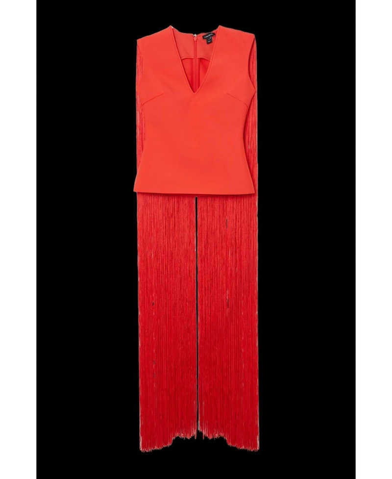 Karen Millen Women's Bandage Knit Long Tassel Cape Top