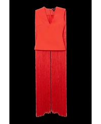 Karen Millen Women's Bandage Knit Long Tassel Cape Top