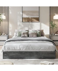 gaomon Wood Platform Bed Frame, Wooden Frame Without Headboard, Slat Support, No Box Spring Needed