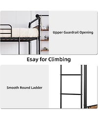 gaomon Metal Bunk Bed Twin Over Twin, Heavy Duty Twin Bunk Bed with Safety Guardrail & Ladders, Convertible Twin Bunk Beds, Easy Assembly