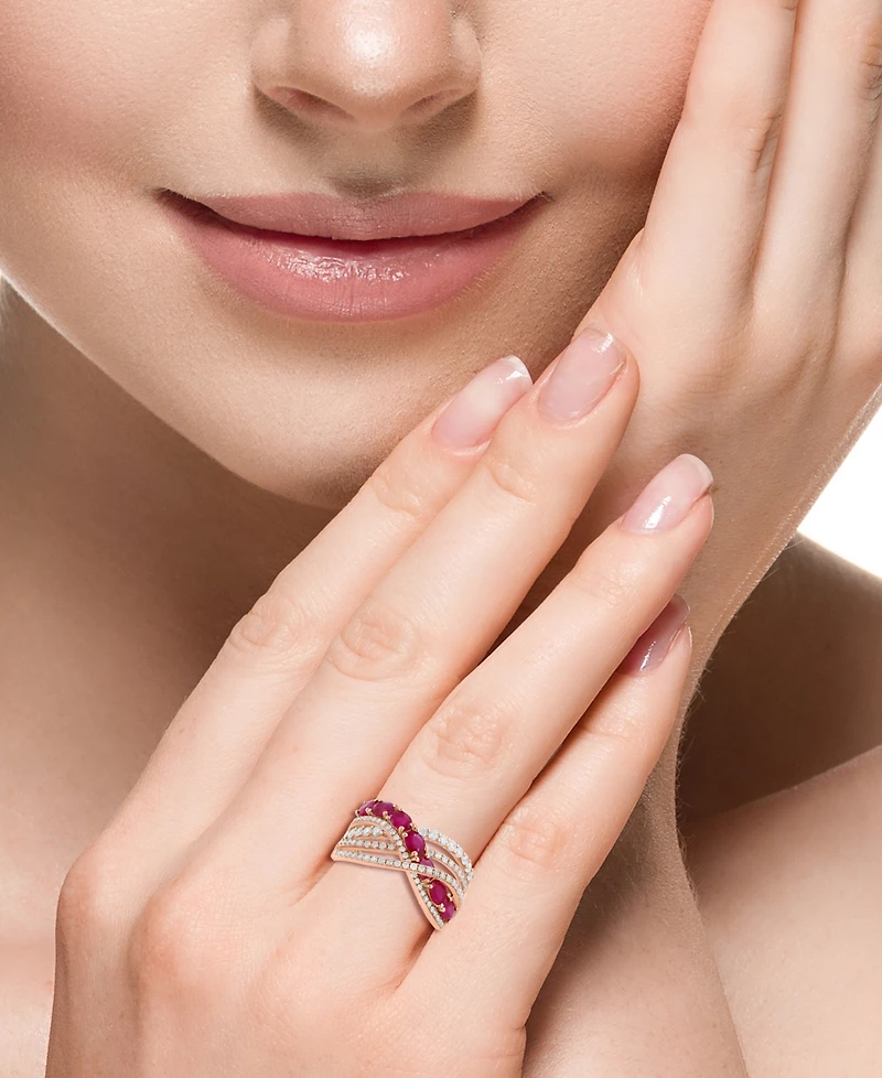 Effy Collection Ruby (1-5/8 ct. t.w.) & Diamond (5/8 ct. t.w.) Ring in 14k Rose Gold
