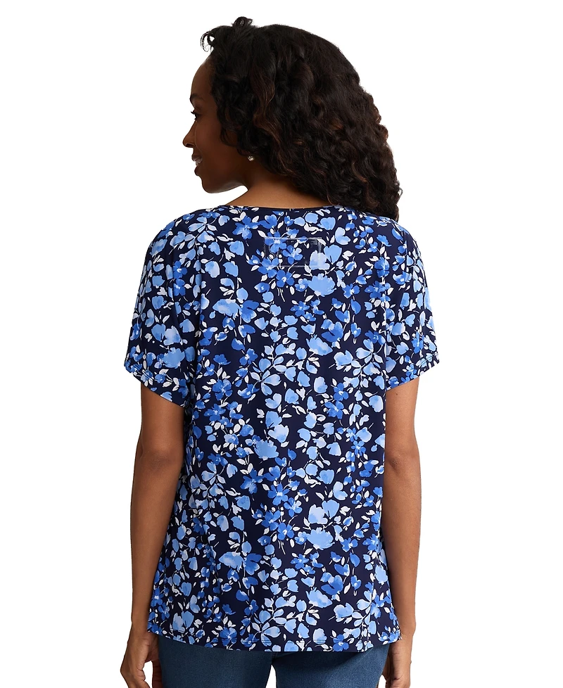 Jones New York Petite Regular Fit Short-Sleeve Round Neck Jersey