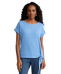 Jones New York Petite Boat Neck Dolman Short-Sleeve Top