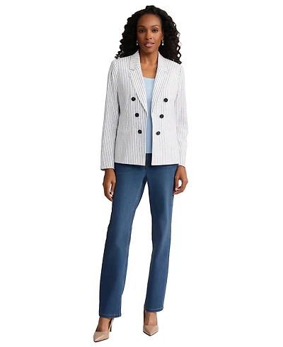 Jones New York Petite Notch Collar Faux Double Breasted Jacket