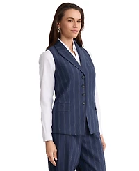 Jones New York Petite Double Pinstripe Peak Lapel Collar Vest