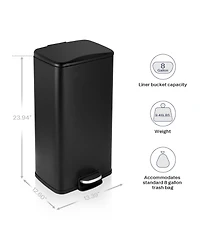 Mega Casa 8 Gallon Rectangular Matt Rectangular Kitchen Trash Can