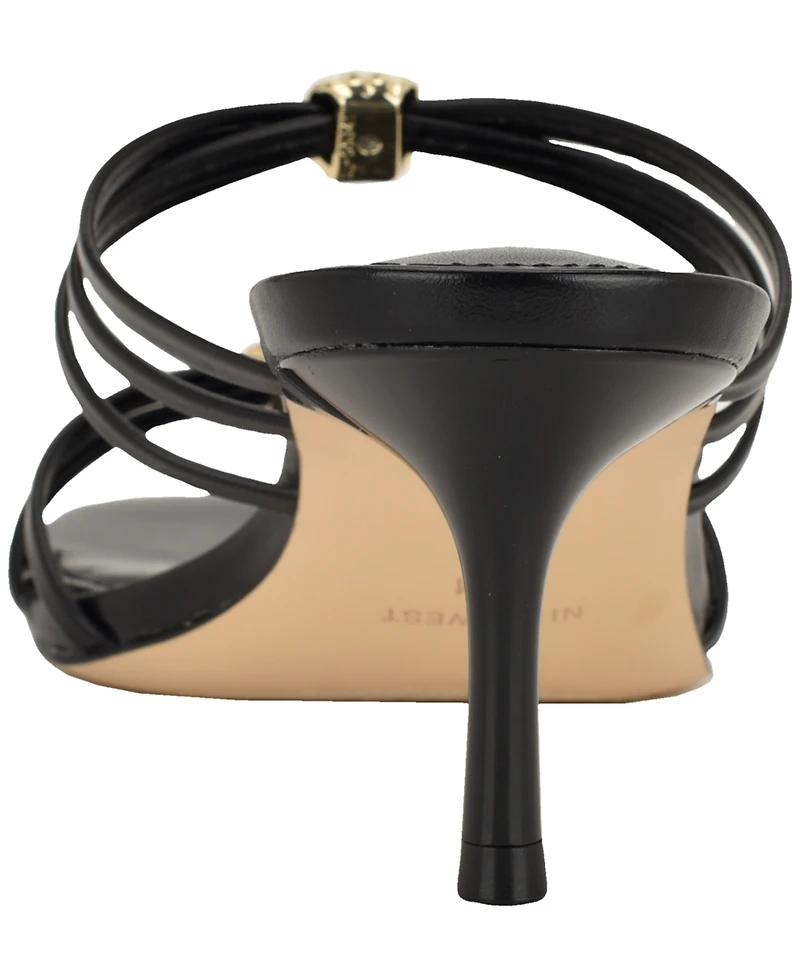 Nine West Women's Grece Strappy Slip-On Kitten Heel Dress Sandals