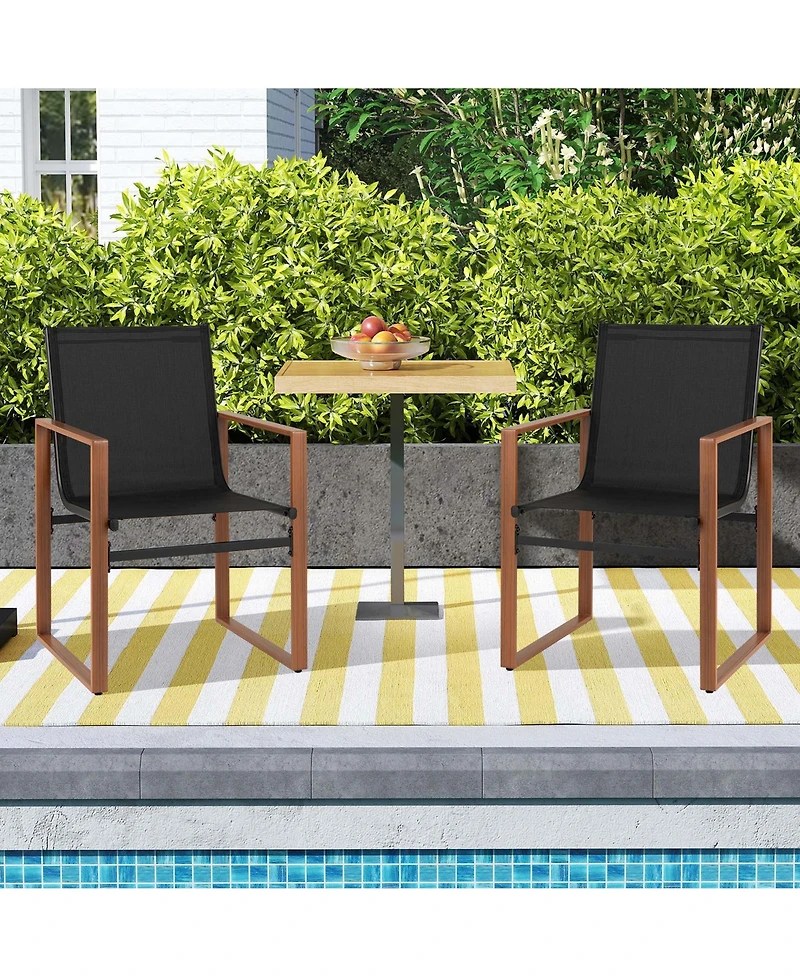 Gymax 4 Pcs Outdoor Dining Chairs Patio Furniture Chair w/ Breathable Seat and Backrest
