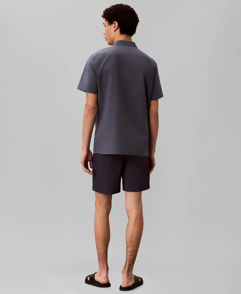 Calvin Klein Men's Straight Seersucker Elastic 7" Shorts