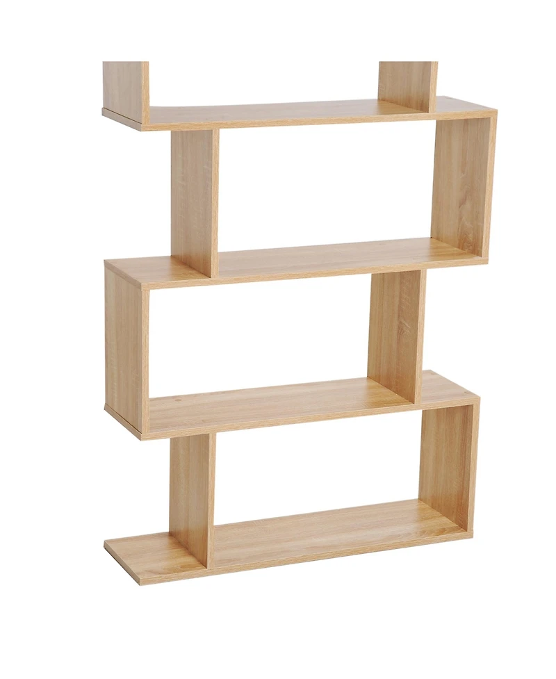 Homcom 75"H Bookcase 6 Shelf S-Shaped Bookshelf Storage Display Sd Organizer