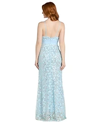 Morgan & Company Juniors' Sequin Paillettes Front-Side Slit Long Gown