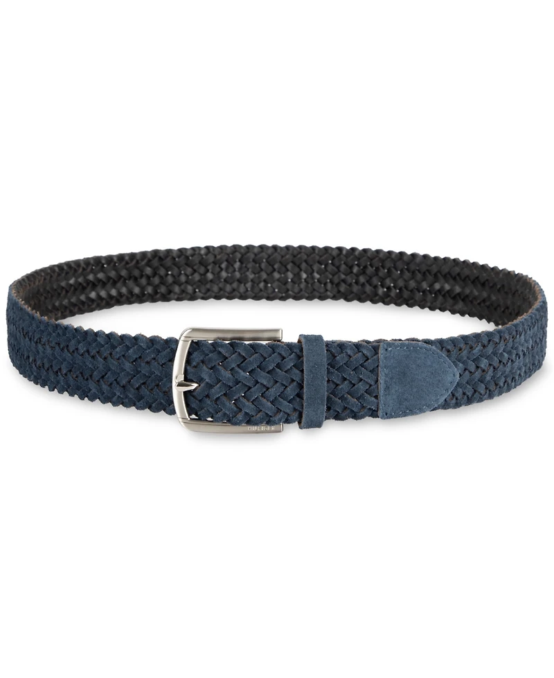 Tommy Hilfiger Men's Suede Braided Silver-Tone Finish Belt