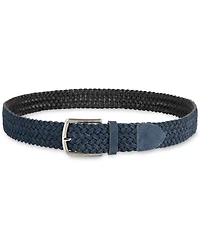 Tommy Hilfiger Men's Suede Braided Silver-Tone Finish Belt