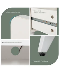 Gymax 2PCS Nightstand Modern Beside End Table w/ Led Lights Open Compartment & Drawer