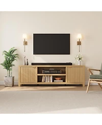 gaomon Fluted Tv Stand for 80" TVs, Modern Entertainment Center with Storage