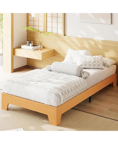 gaomon Bed Frame, Wooden Platform Bed Frame, Minimalist Bed with Wood Slats Support, Underbed Space for Storage, No Box Spring Required