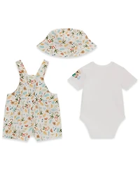 Guess Baby Boys' Short-Sleeve Bodysuit, Shortall, and Bucket Hat, 3-Piece Set