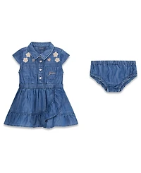 Guess Baby Girls' Slub Denim Dress and Matching Bloomer