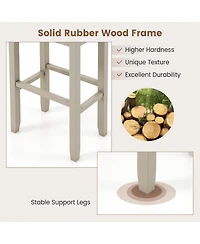 Gymax 4 Pcs Upholstered Wooden Bar Stools Bar Height Chairs Dining