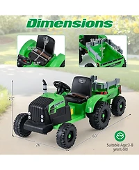 Slickblue Electric 24V Ride On Tractor for Kids with Trailer and Remote