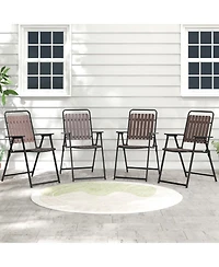 Gymax 4 pcs Patio Folding Chairs Portable Outdoor Dining Chairs w/ Pp Seat & Back