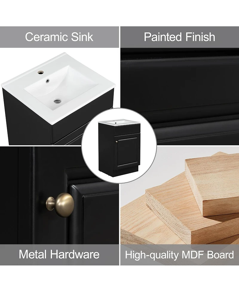 Sillysis 20'' Bathroom Vanity with Sink, Painted Mdf Cabinet, Soft Close Door, Adjustable Shelf & Organizer for Small Spaces
