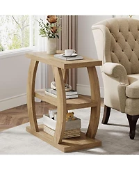 Tribesigns 3-Tier End Table for Living Room, Narrow Side Table, Farmhouse Wooden Beside Table, Tall Nightstand