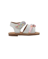 Bebe Big Girls Fashion Sandals – Dressy Shoes with Glitter Braid and Bracelet Accent