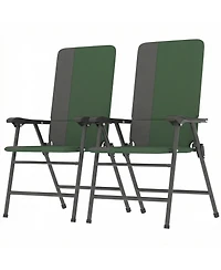 Outsunny Folding Patio Chairs, Padded High Back Lawn Chairs,