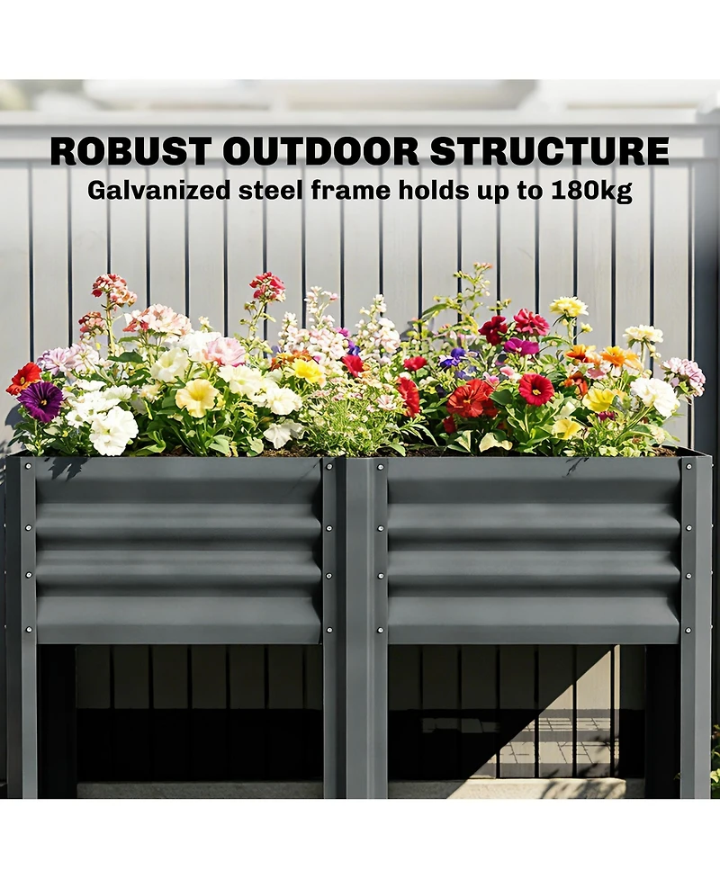 Outsunny Raised Garden Bed with Storage Shelf 31.5" High,