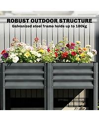 Outsunny Raised Garden Bed with Storage Shelf 31.5" High,