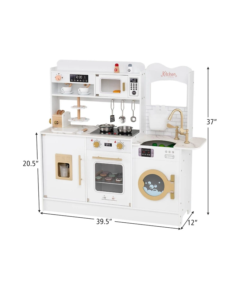 Slickblue Pretend Play Kitchen for Kids with Interactive Lights and Sound